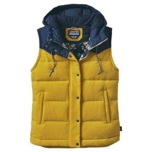 Patagonia Bivy Vest Sulphur Yellow XS Mushroom Print Lining Hooded
